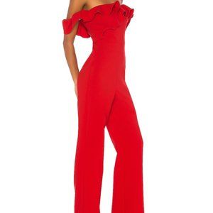 LIKELY Women’s Red Off Shoulder Miller Jumpsuit